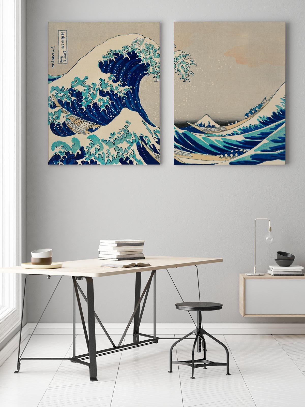 The Great Wave Hokusai Diptych Art Posters