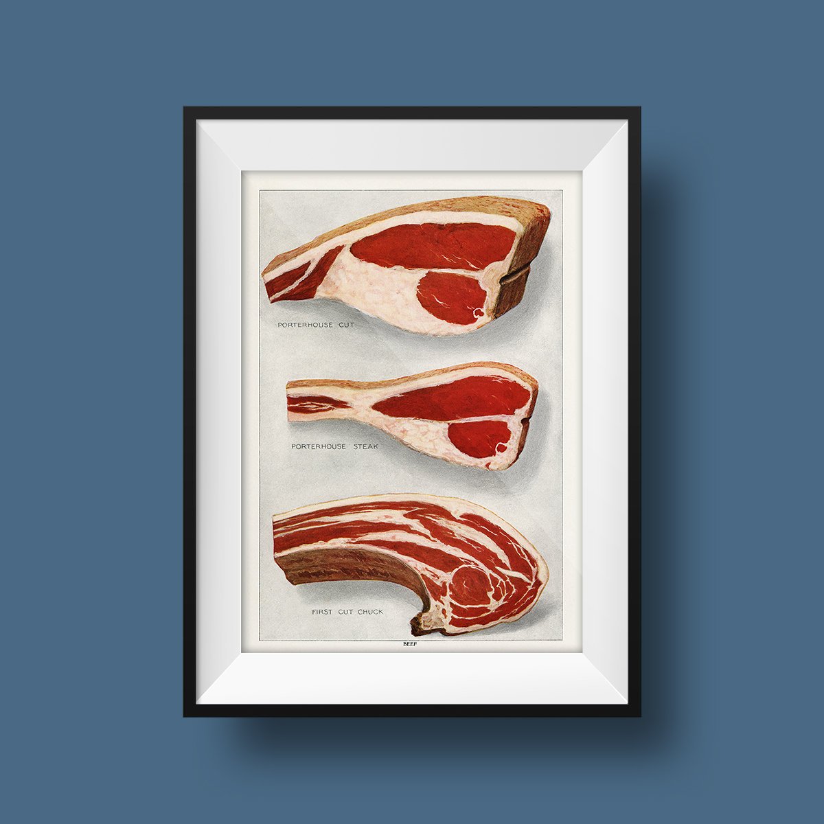 Beef 3 Pieces Steak - Kuriosis Vintage Prints